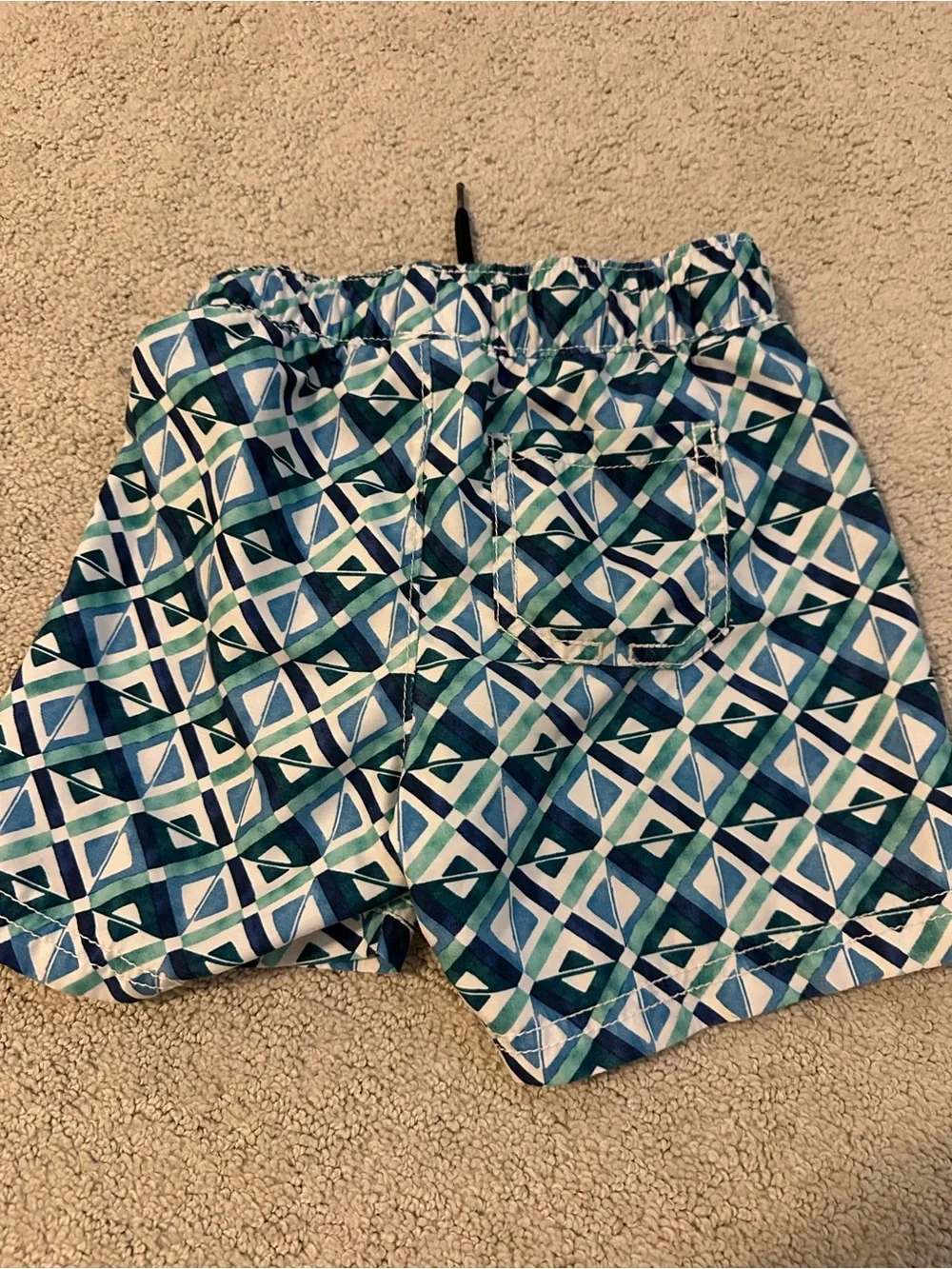 Blue Gingham and Geometric Swim Shorts Set
